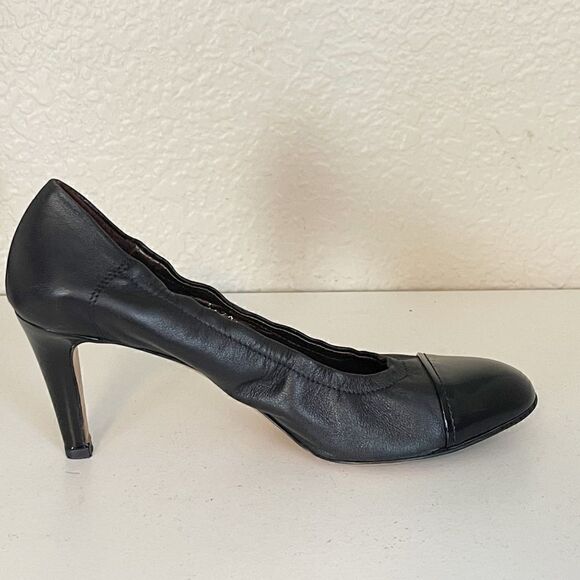 AGL Black Patent Leather Capped Toe Pumps 37 1/2 - Picture 13 of 13